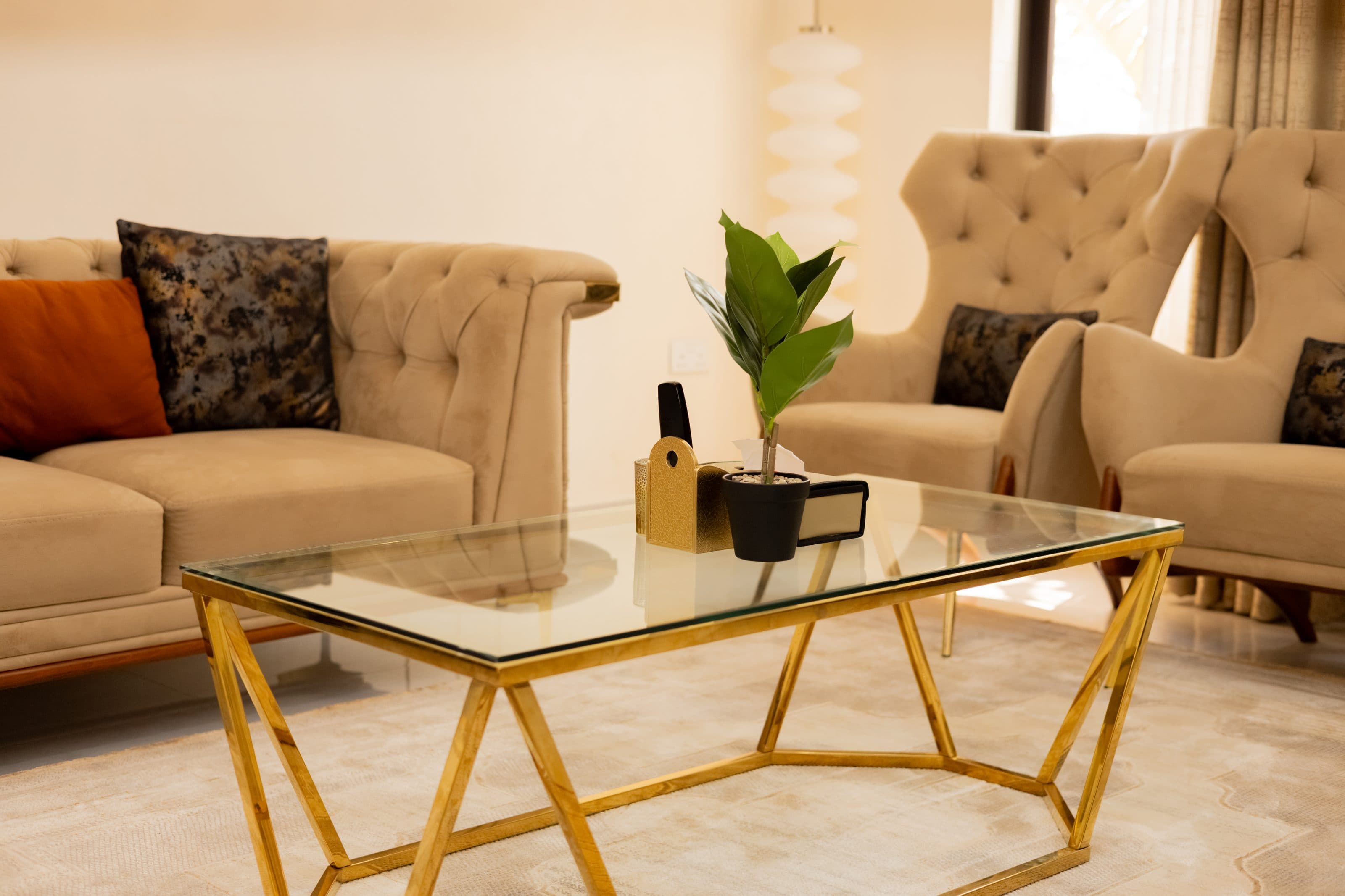 Inside Mandela, the living room in the late afternoon